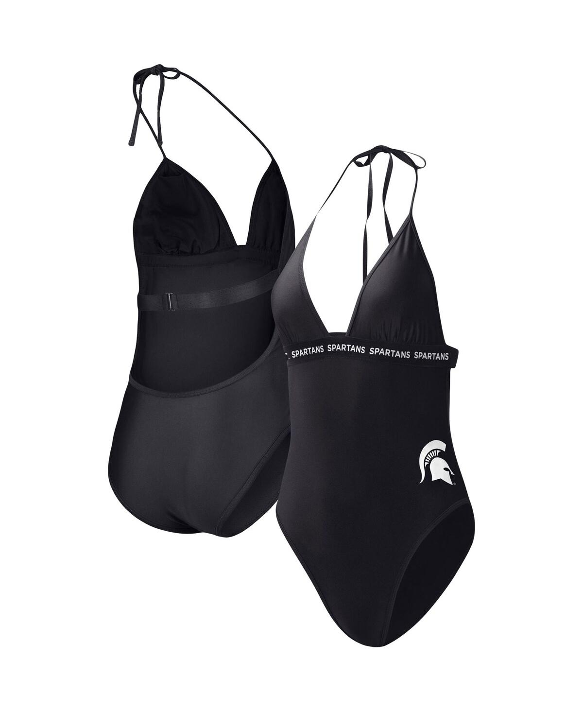 Women's Black Michigan State Spartans Full Count One-Piece Swimsuit - Black