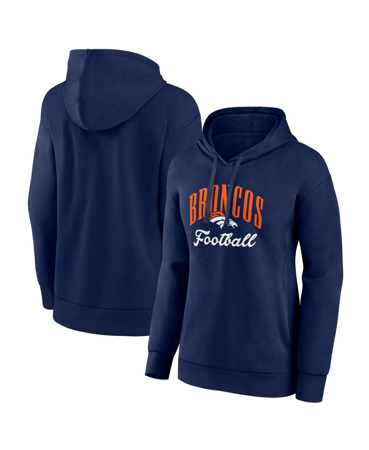 Fanatics Women's Navy Denver Broncos Team Logo Victory Script Pullover Hoodie In Blue