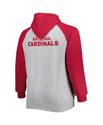 Men's Heather Gray Arizona Cardinals Big Tall Fleece Raglan Full-Zip Hoodie Jacket