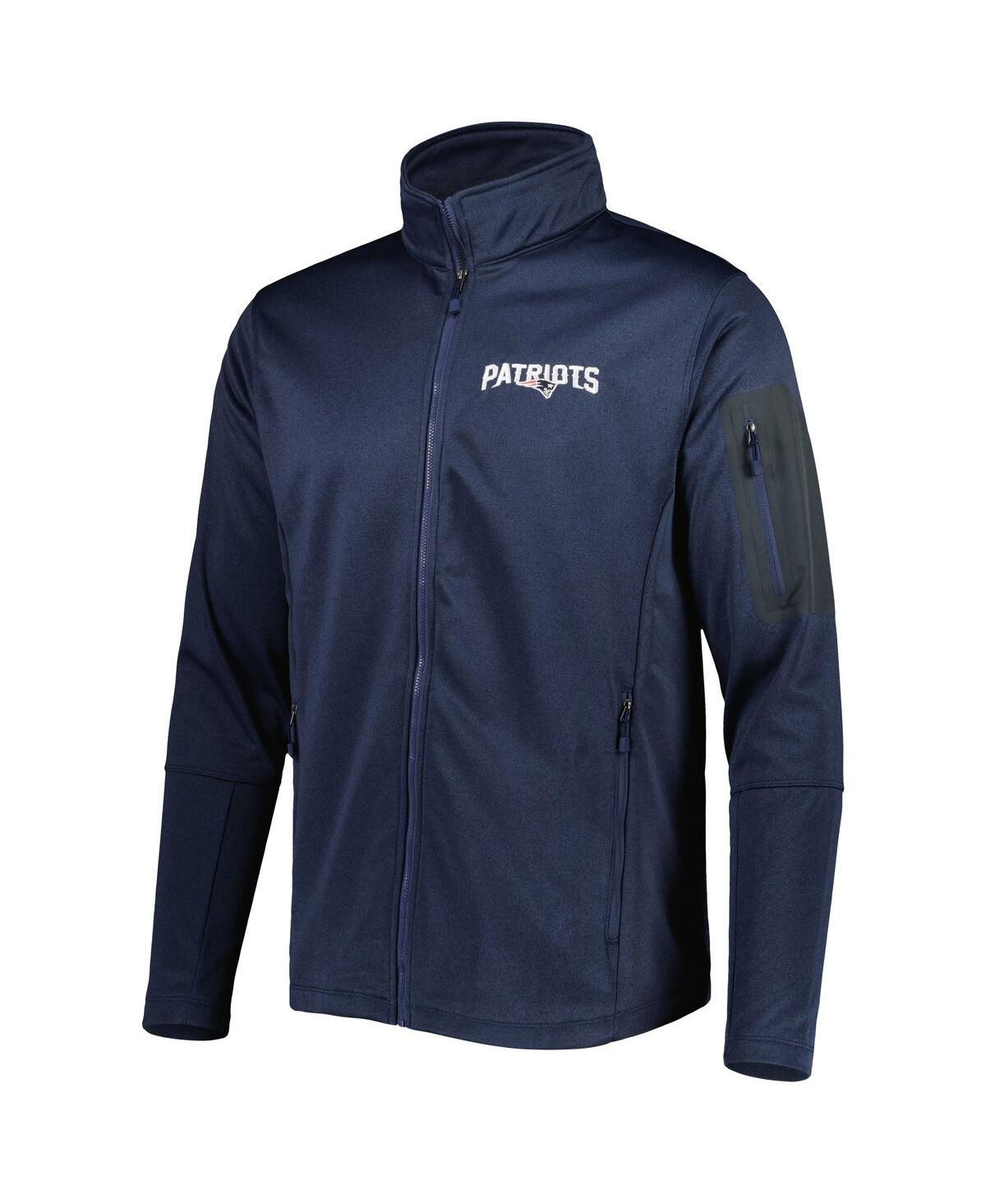 DUNBROOKE MEN'S HEATHER NAVY NEW ENGLAND PATRIOTS FREESTYLE COATED TECH FLEECE FULL-ZIP JACKET 