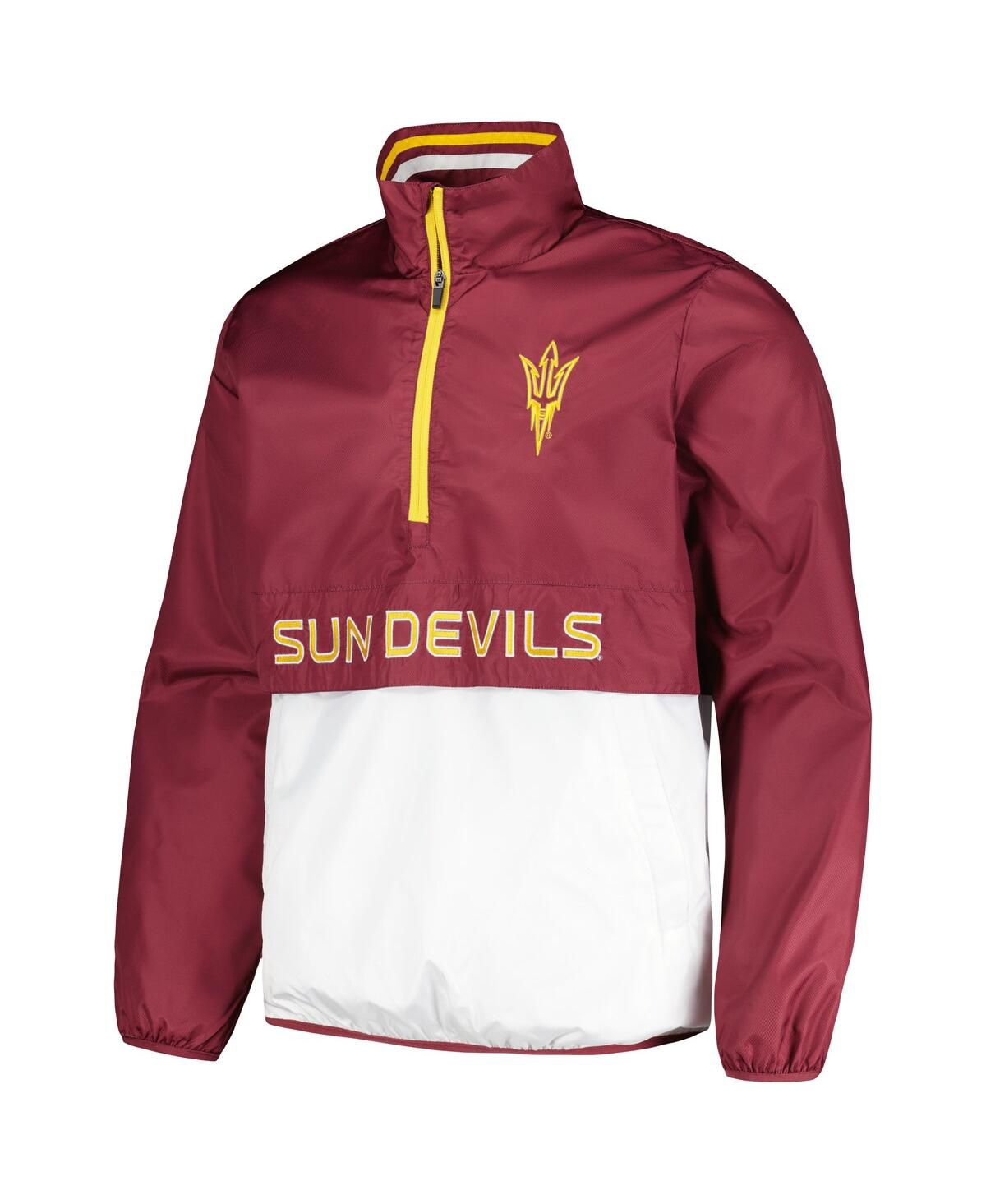 G-III SPORTS BY CARL BANKS MEN'S MAROON ARIZONA STATE SUN DEVILS CORNERMANÂ HALF-ZIP TOP 