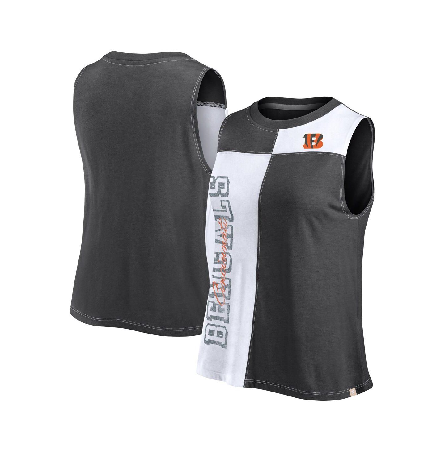 Женский топ Fanatics Black/White Cincinnati Bengals Script Color Block — фото 1