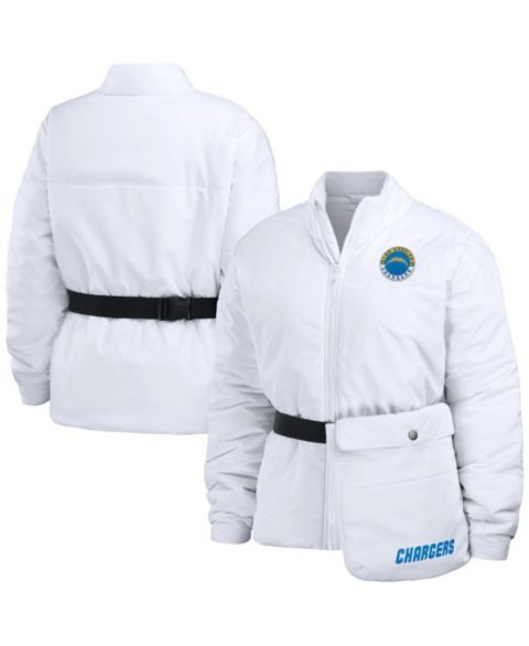 Женские куртки WEAR by Erin Andrews White Los Angeles Chargers Packaway Full-Zip Puffer Jacket