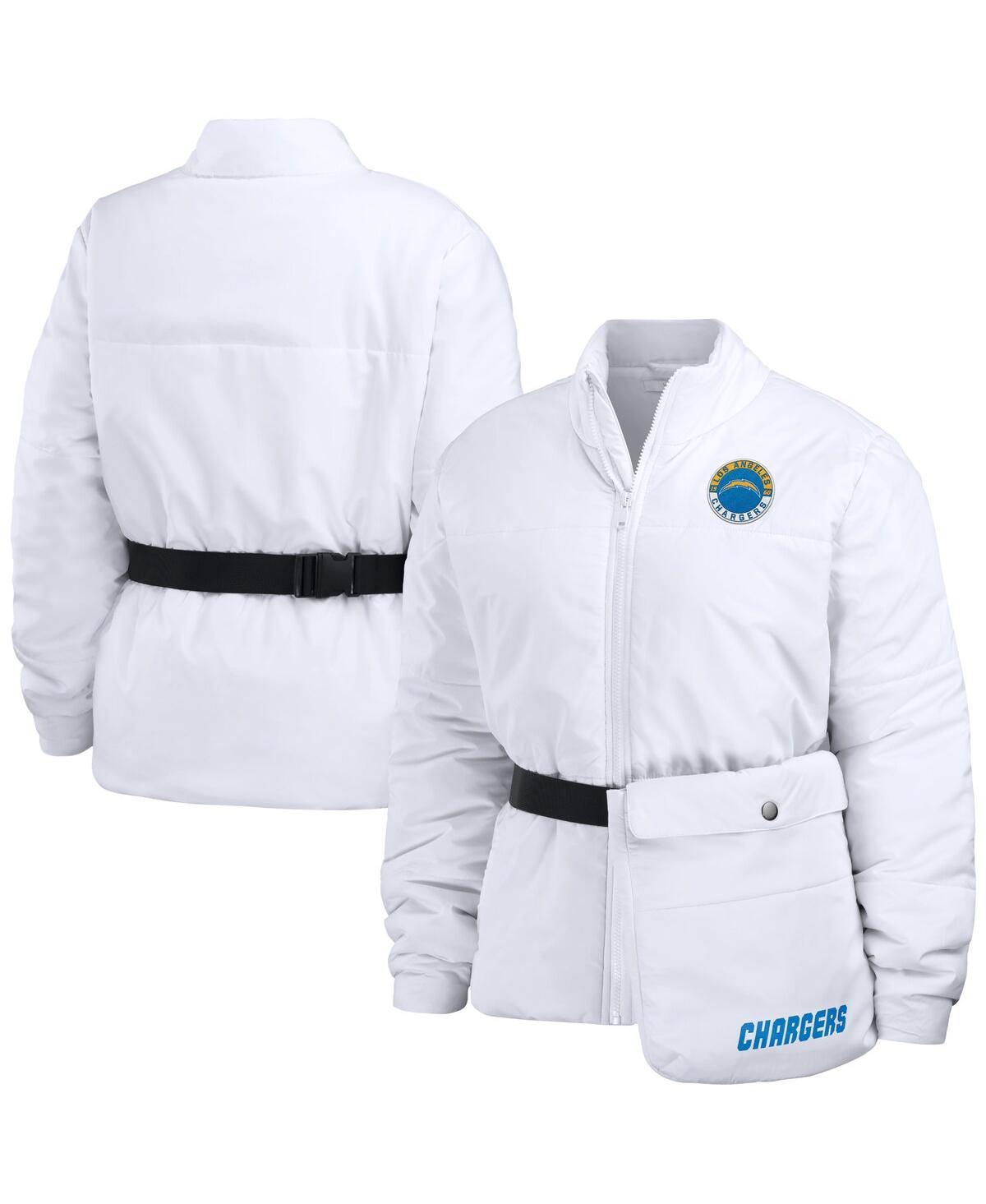 Wear by Erin Andrews Women's White Los Angeles Chargers Packaway Full-Zip Puffer Jacket