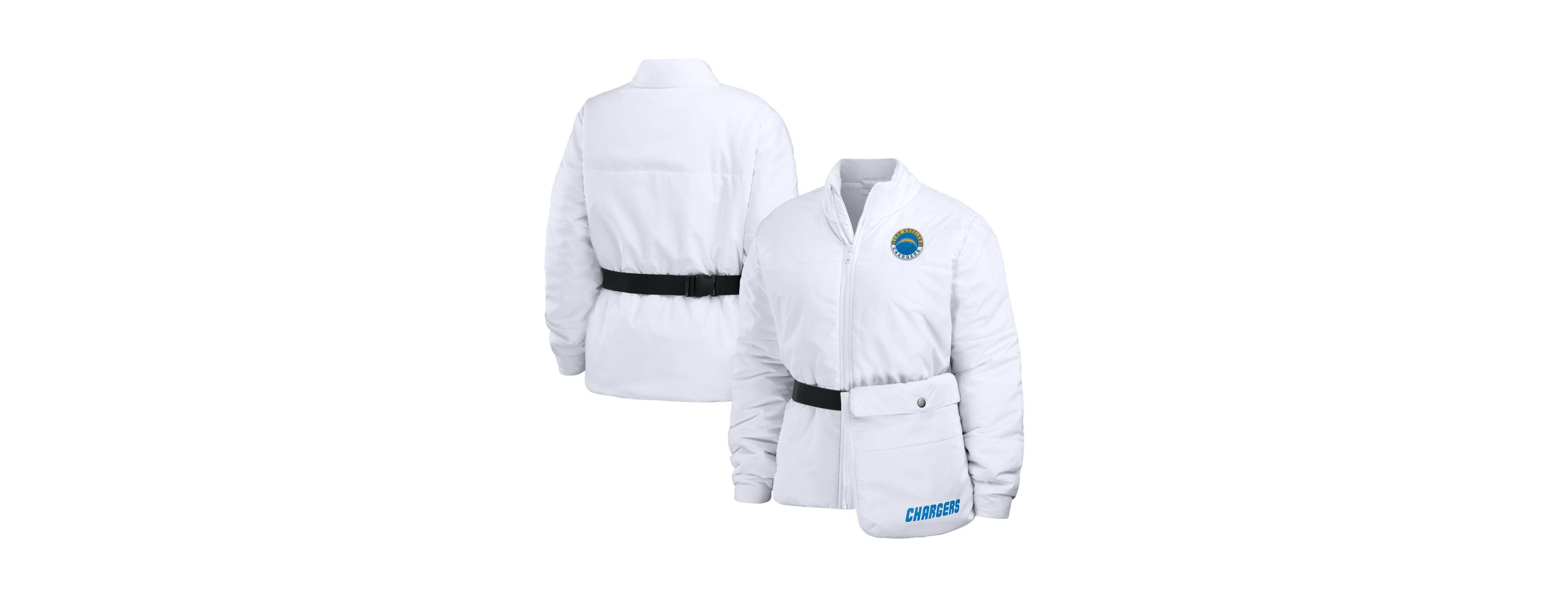 Wear by Erin Andrews Women's White Los Angeles Chargers Packaway Full-Zip Puffer Jacket