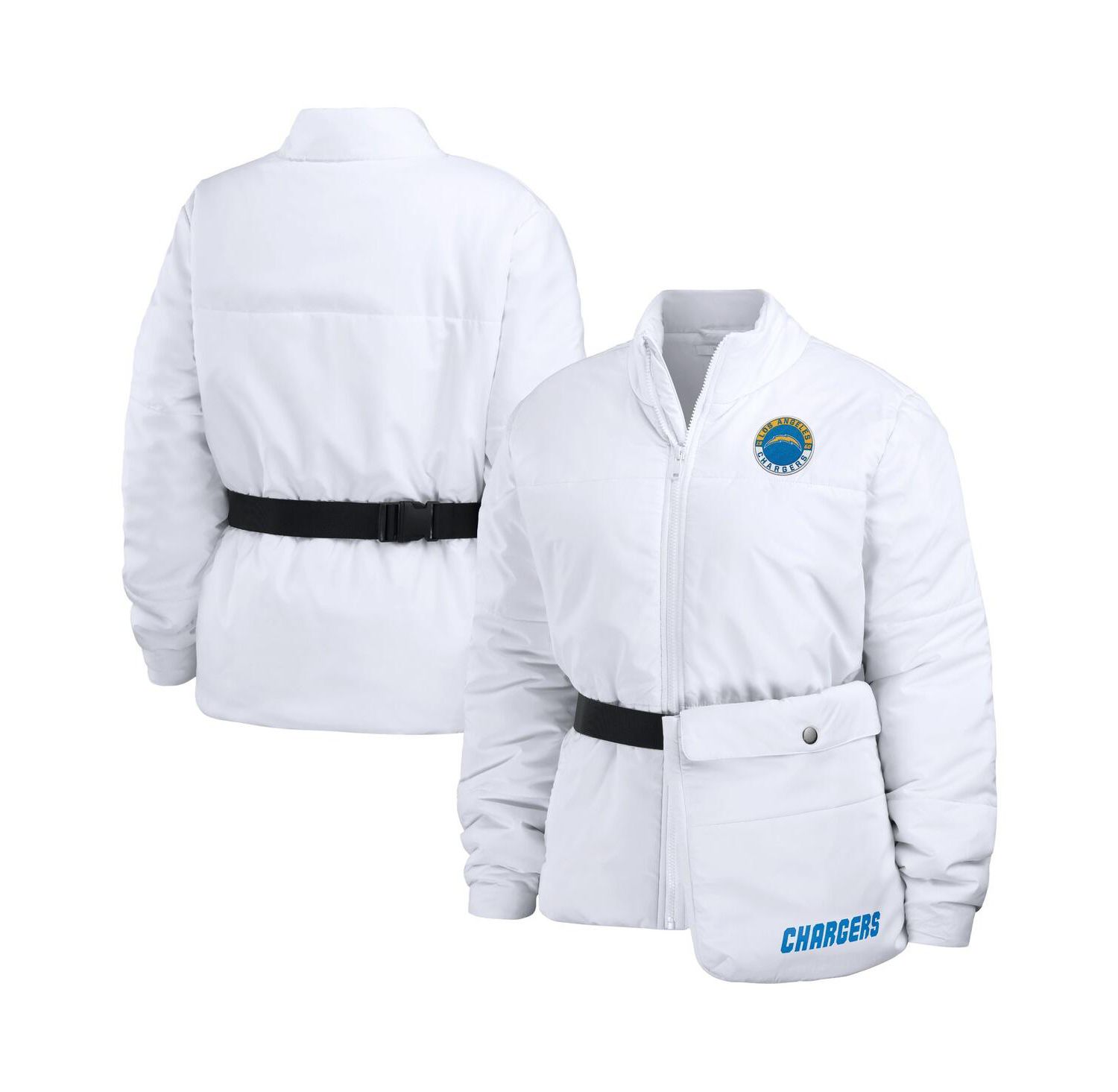 Women's White Los Angeles Chargers Packaway Full-Zip Puffer Jacket