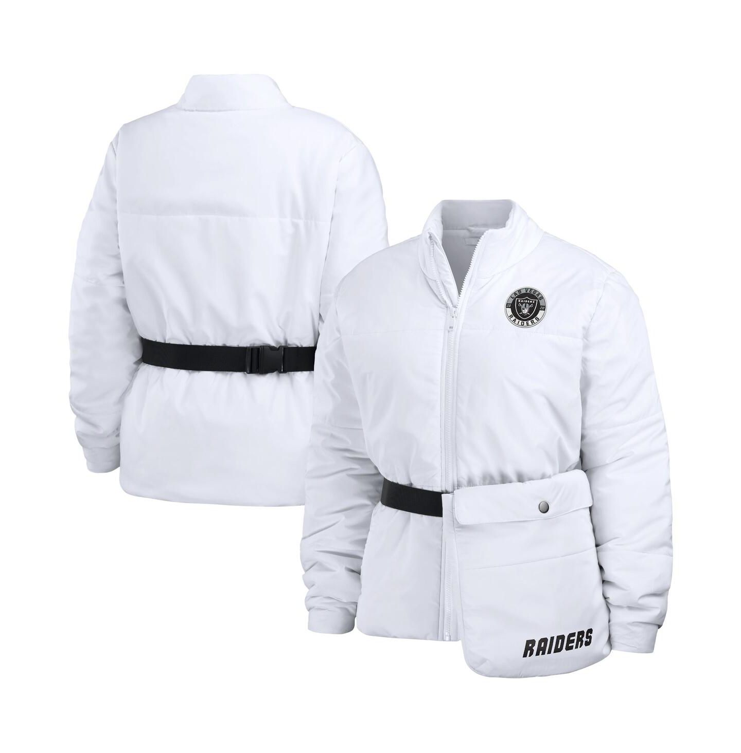Женская куртка WEAR by Erin Andrews White Las Vegas Raiders Packaway Full-Zip Puffer — фото 1