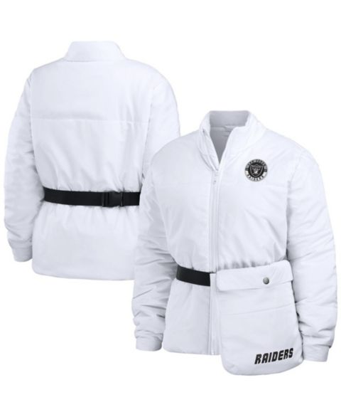 Женские куртки WEAR by Erin Andrews Women's White Las Vegas Raiders Packaway Full-Zip Puffer Jacket