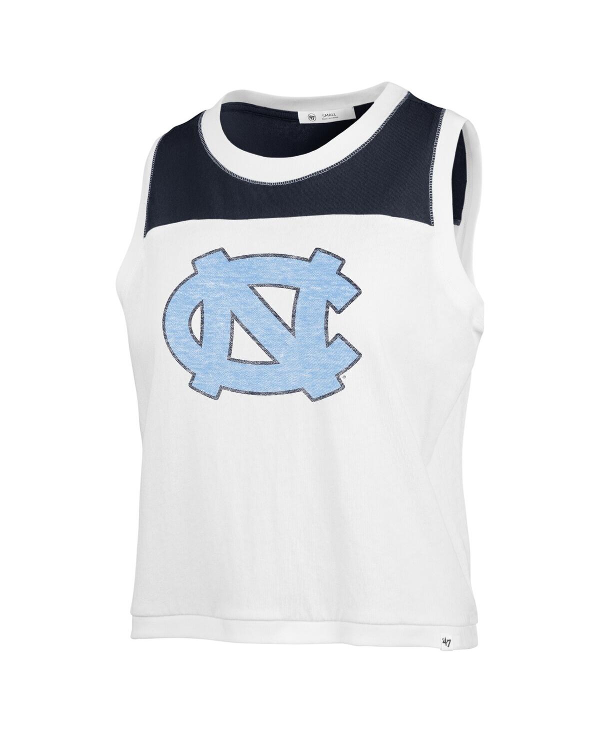 47 BRAND WOMEN'S WHITE NORTH CAROLINA TAR HEELS PREMIER ZOEY WAIST LENGTH TANK TOP 