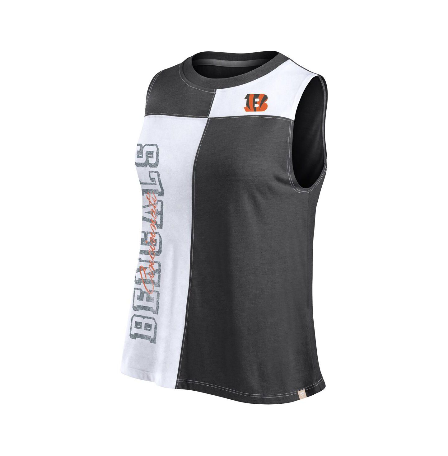 Женский топ Fanatics Black/White Cincinnati Bengals Script Color Block — фото 3