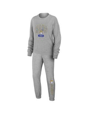 Women's Heather Gray Los Angeles Rams Knit Long Sleeve Tri-Blend T-Shirt & Pants Sleep Set