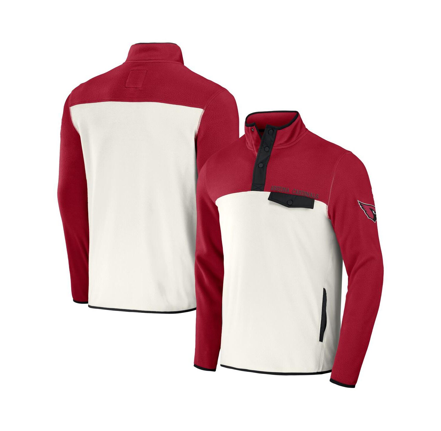 Men's Cardinal/Cream Arizona Cardinals Micro Fleece Quarter-Snap Jacket