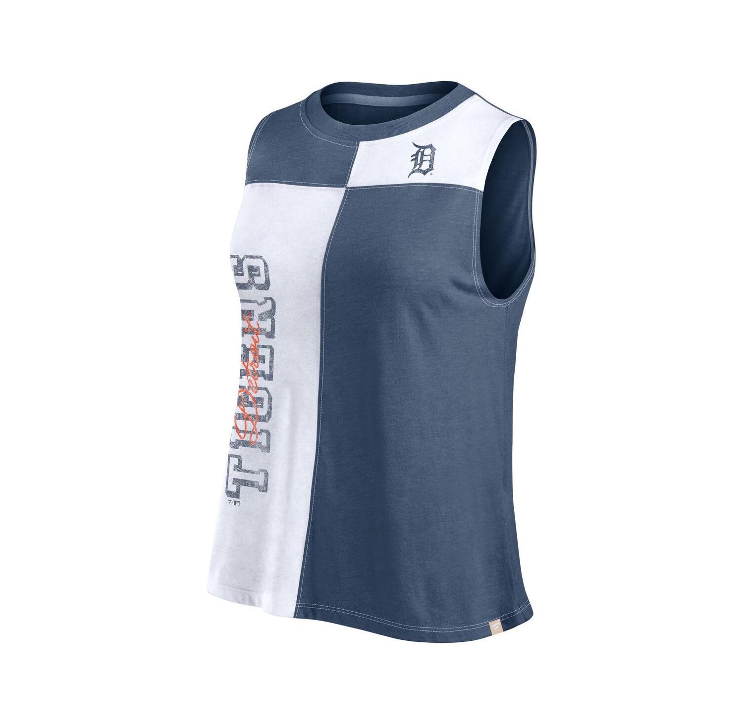 Women's Navy/White Detroit Tigers Color-Block Tank Top