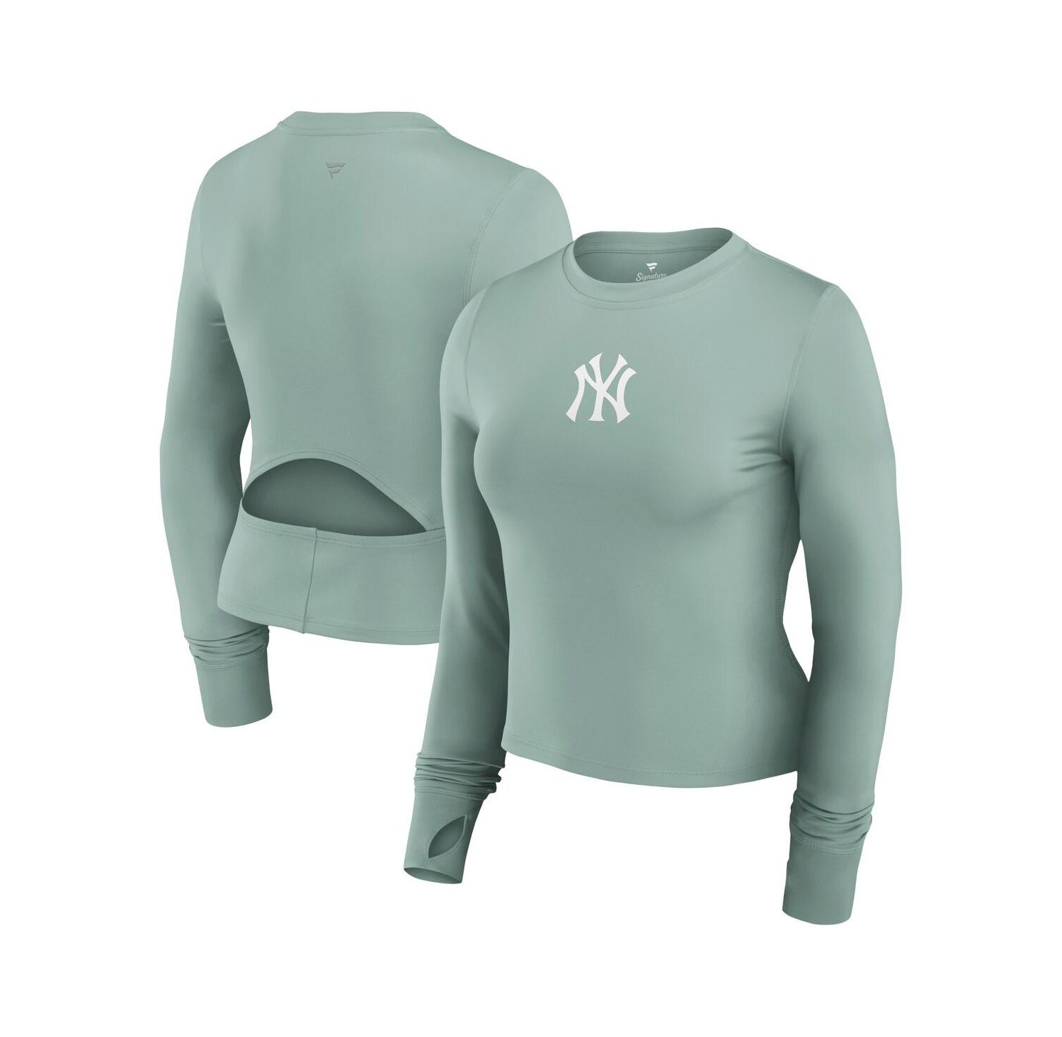 Women's Green New York Yankees Studio Fitted Long Sleeve Gym Top