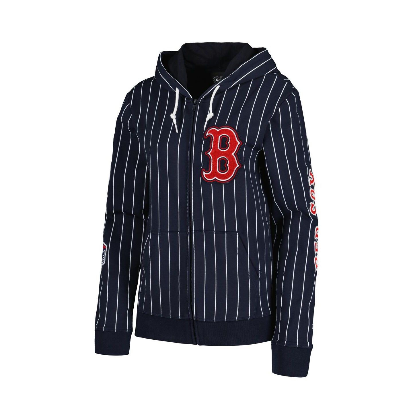Женская куртка New Era Navy Boston Red Sox Pinstripe Tri-Blend Full-Zip — фото 2