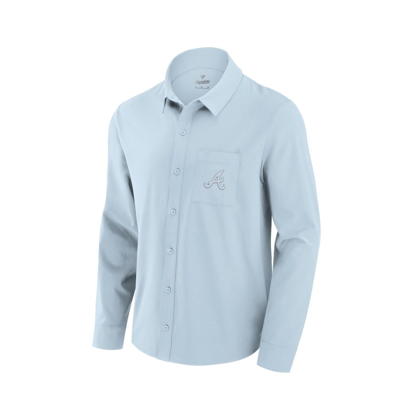 Мужская рубашка Fanatics Light Blue Atlanta Braves Front Office Long Sleeve Button-Up — фото 2