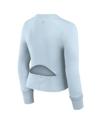 Women's Light Blue Chicago Cubs Studio Fitted Long Sleeve Gym Top