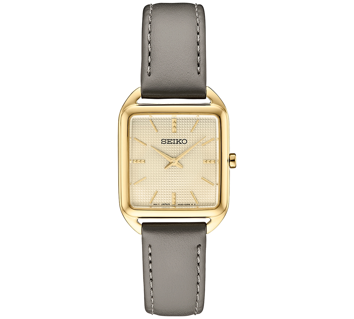 Women's Essentials Gray Leather Strap Watch 26mm x 35mm - Champagne