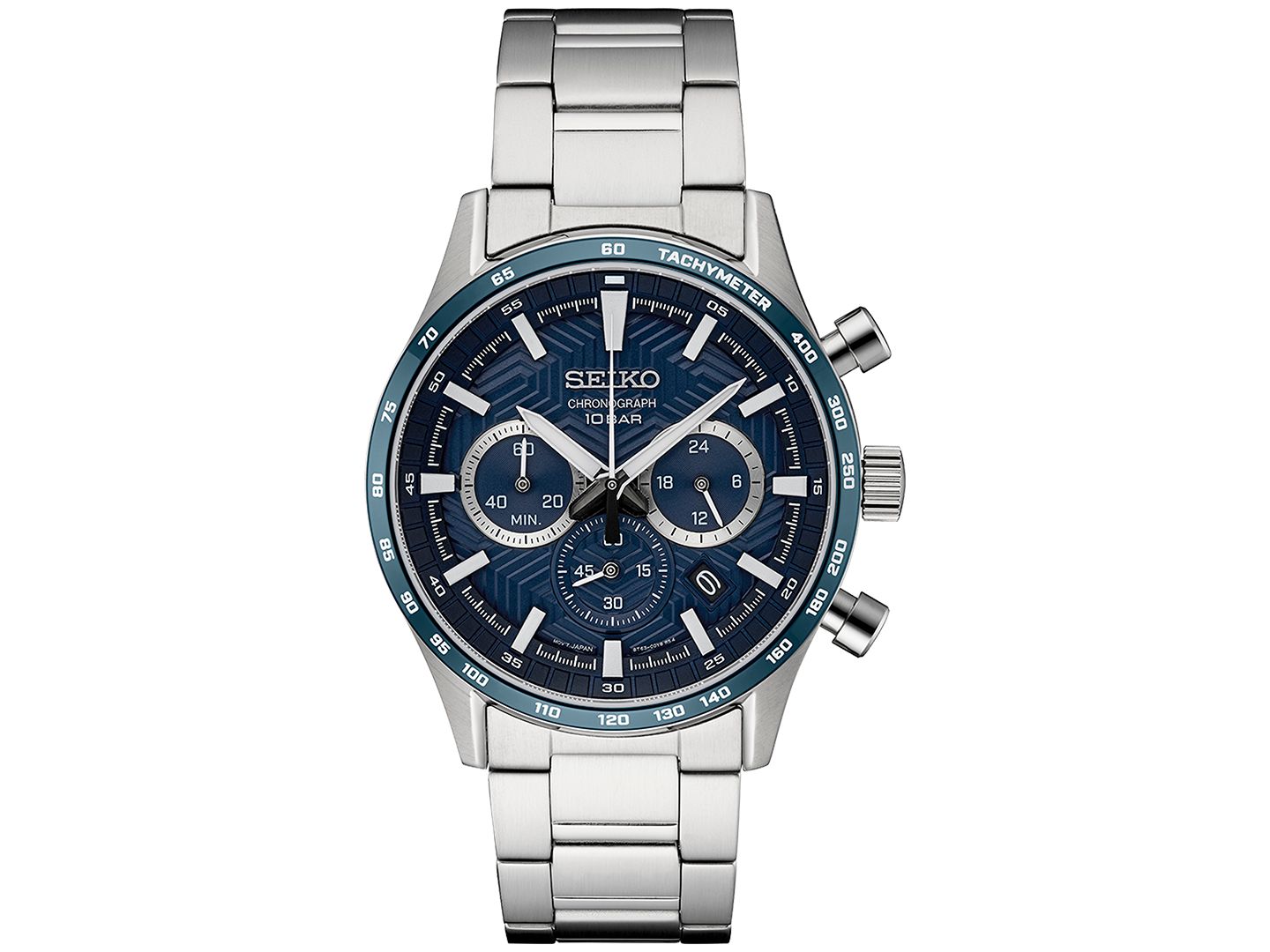 Мужские часы Seiko Chronograph Essentials Stainless Steel Bracelet Watch 43mm — фото 1