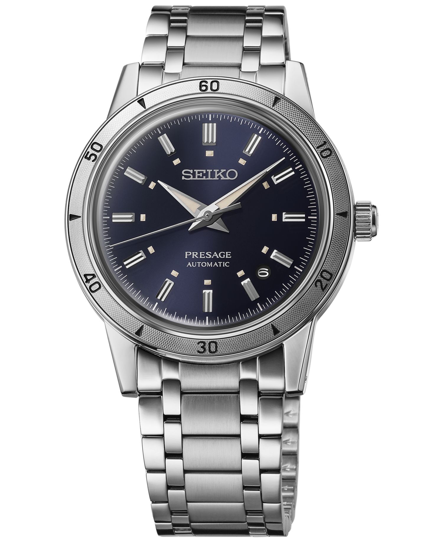 Men's Automatic Presage Style 60s Stainless Steel Bracelet Watch 40mm