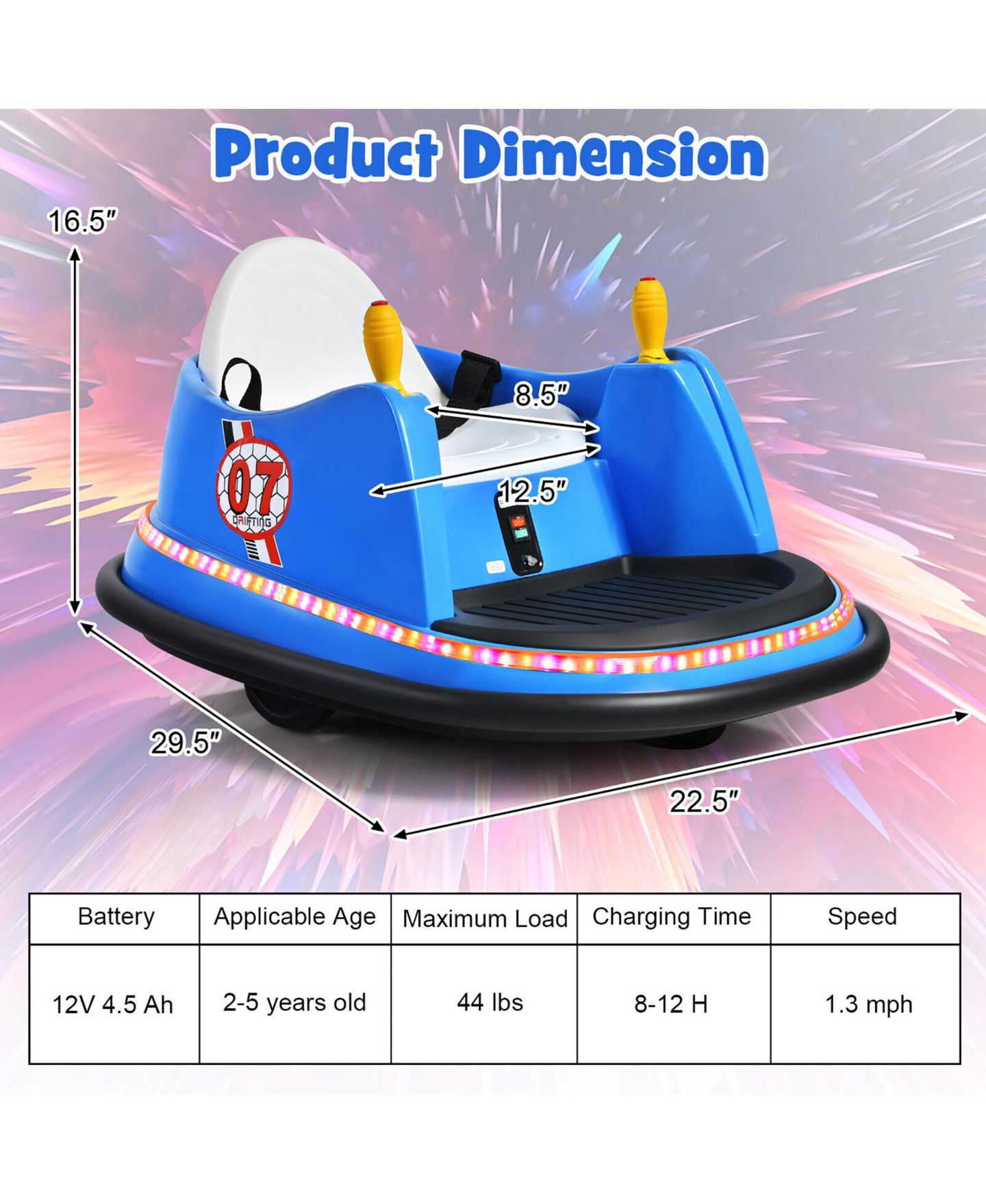 Детская игрушка Gymax 360-Degree Spin Remote Control Ride-On Bumper Car, цвет: Жёлтый, вариант 1 — фото 2