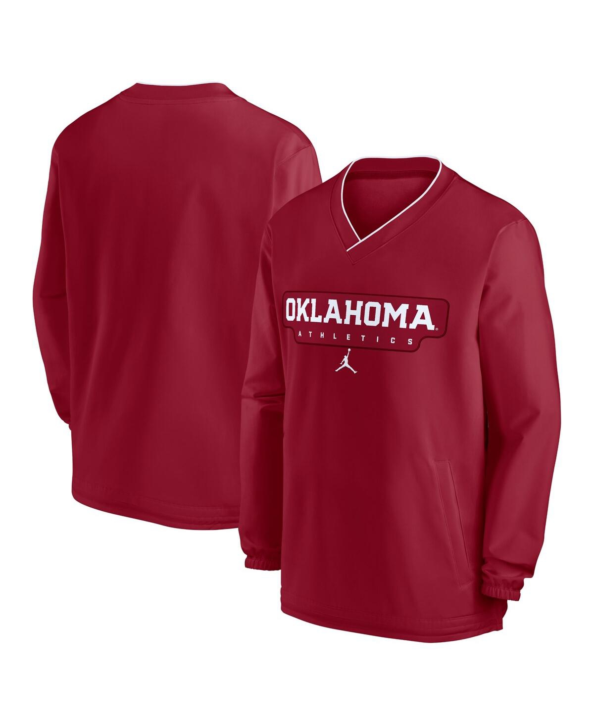 JORDAN MEN'S CRIMSON OKLAHOMA SOONERS 2024 SIDELINE PULLOVER WINDSHIRT 