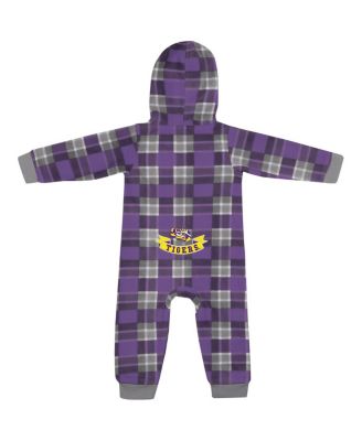 Infant Purple LSU Tigers Full-Zip Plaid Hoodie Long Sleeve Jumper