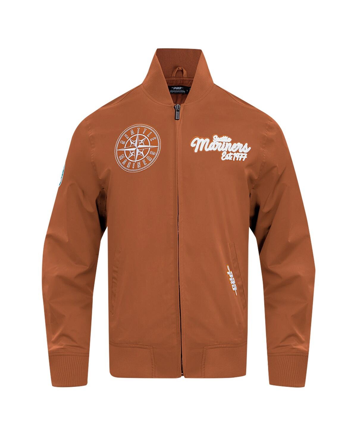 Pro Standard Men's Brown Seattle Mariners Paint The City Twill Full-zip Jacket In Brown
