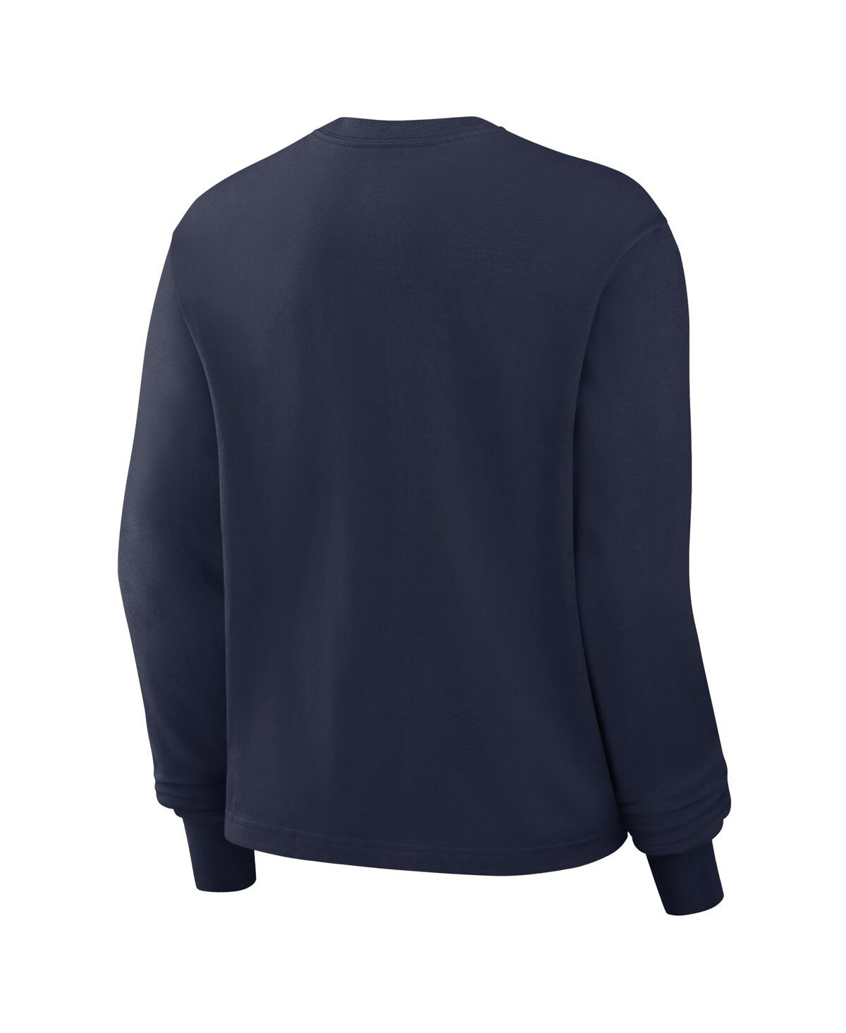 JORDAN WOMEN'S NAVY MICHIGAN WOLVERINES PRIMETIME UNIVERSITY LONG SLEEVE BOXY T-SHIRT 