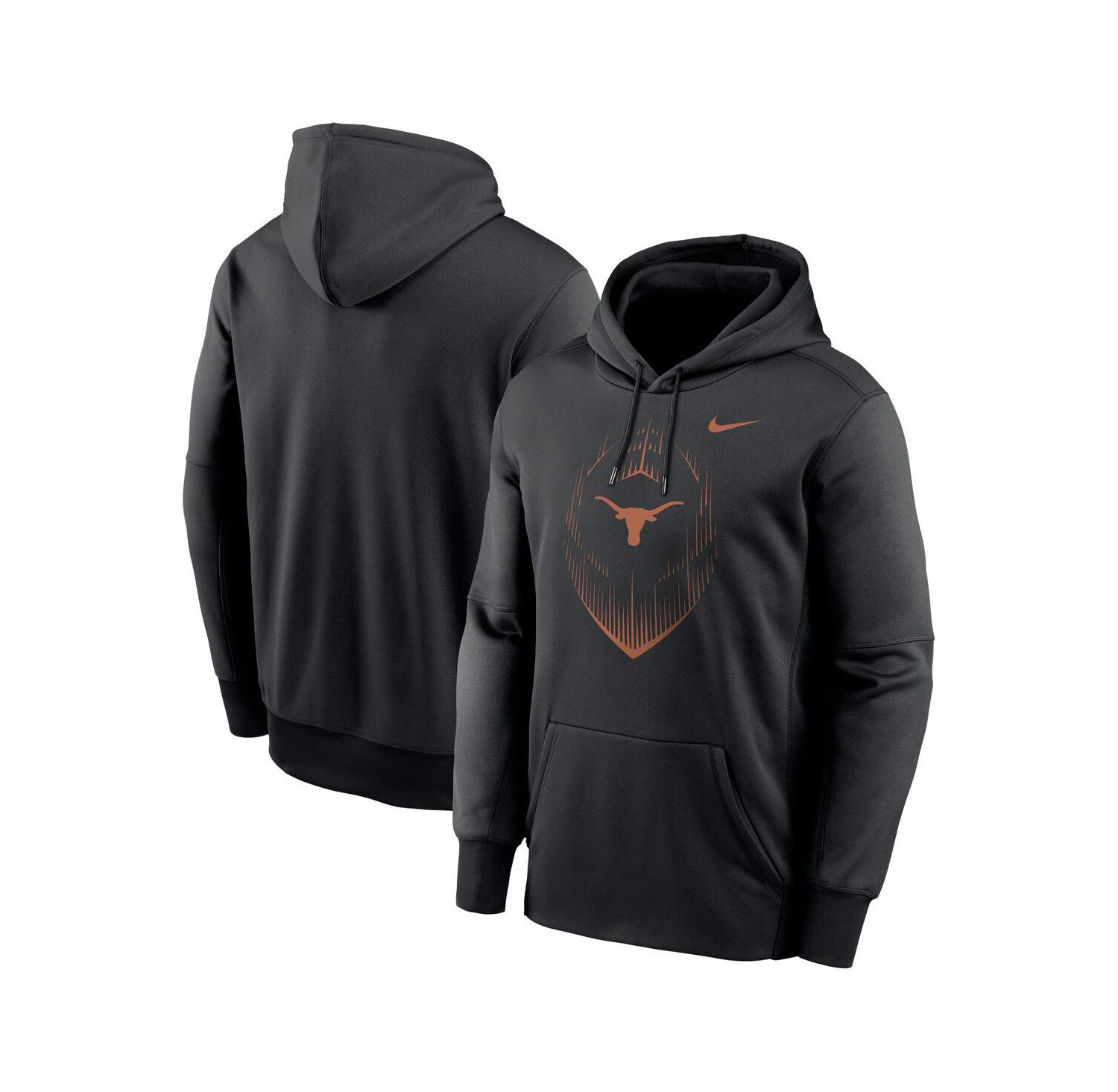 Men's Black Texas Longhorns Football Icon Performance Fleece Pullover Hoodie