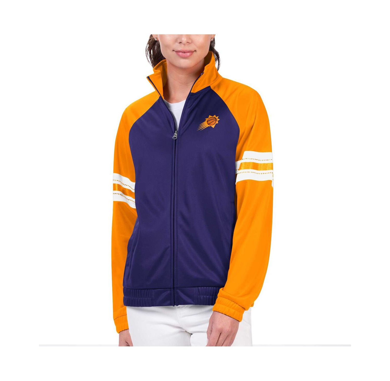 Women's Purple Phoenix Suns Main Player Raglan Rhinestone Full-Zip Track Jacket