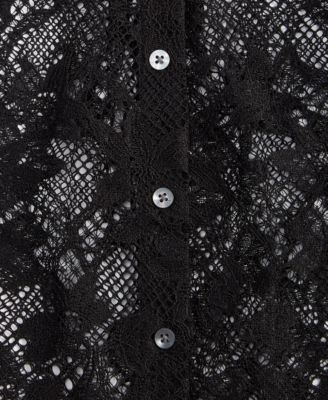 Women's Lace Button-Front Long-Sleeve Shirt, Created for Macy's