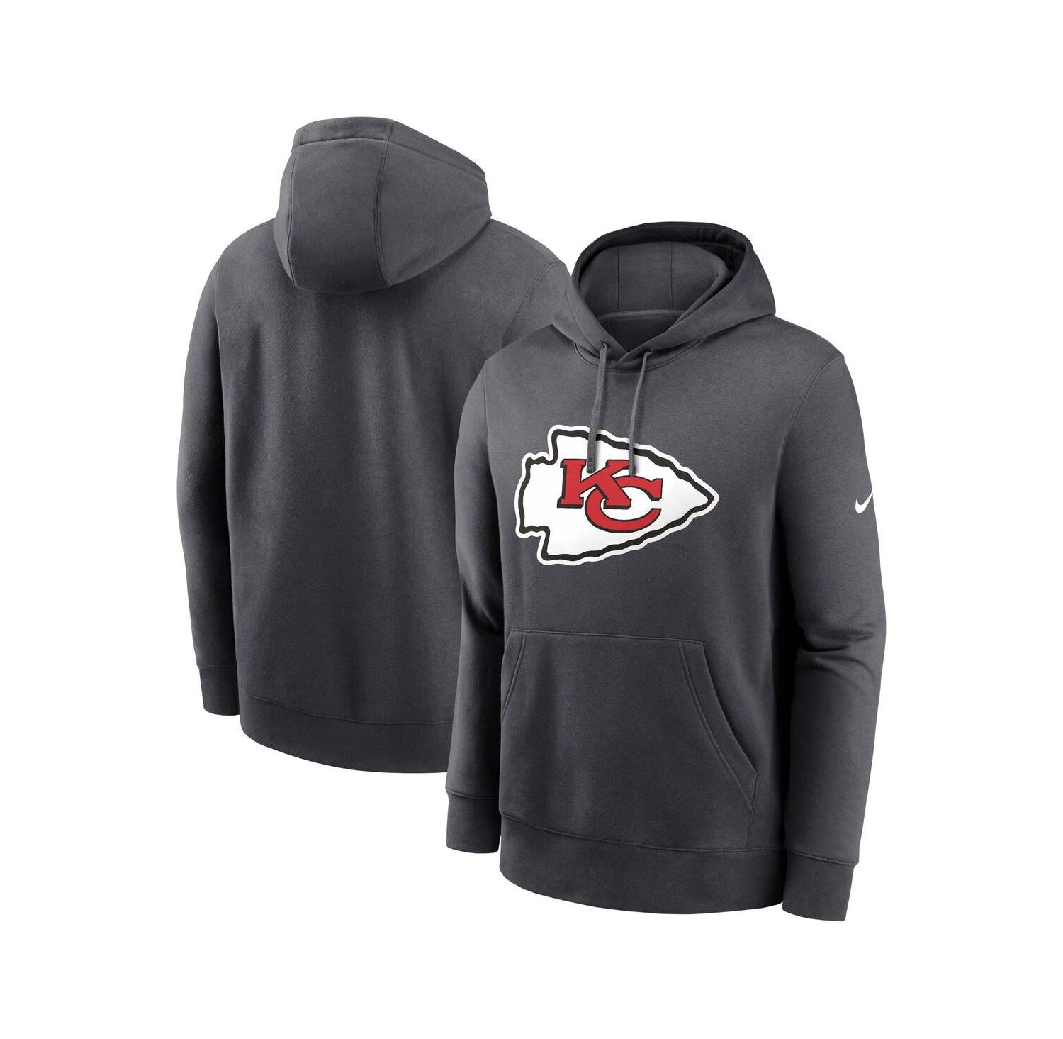 Men's Anthracite Kansas City Chiefs Club Logo Pullover Hoodie