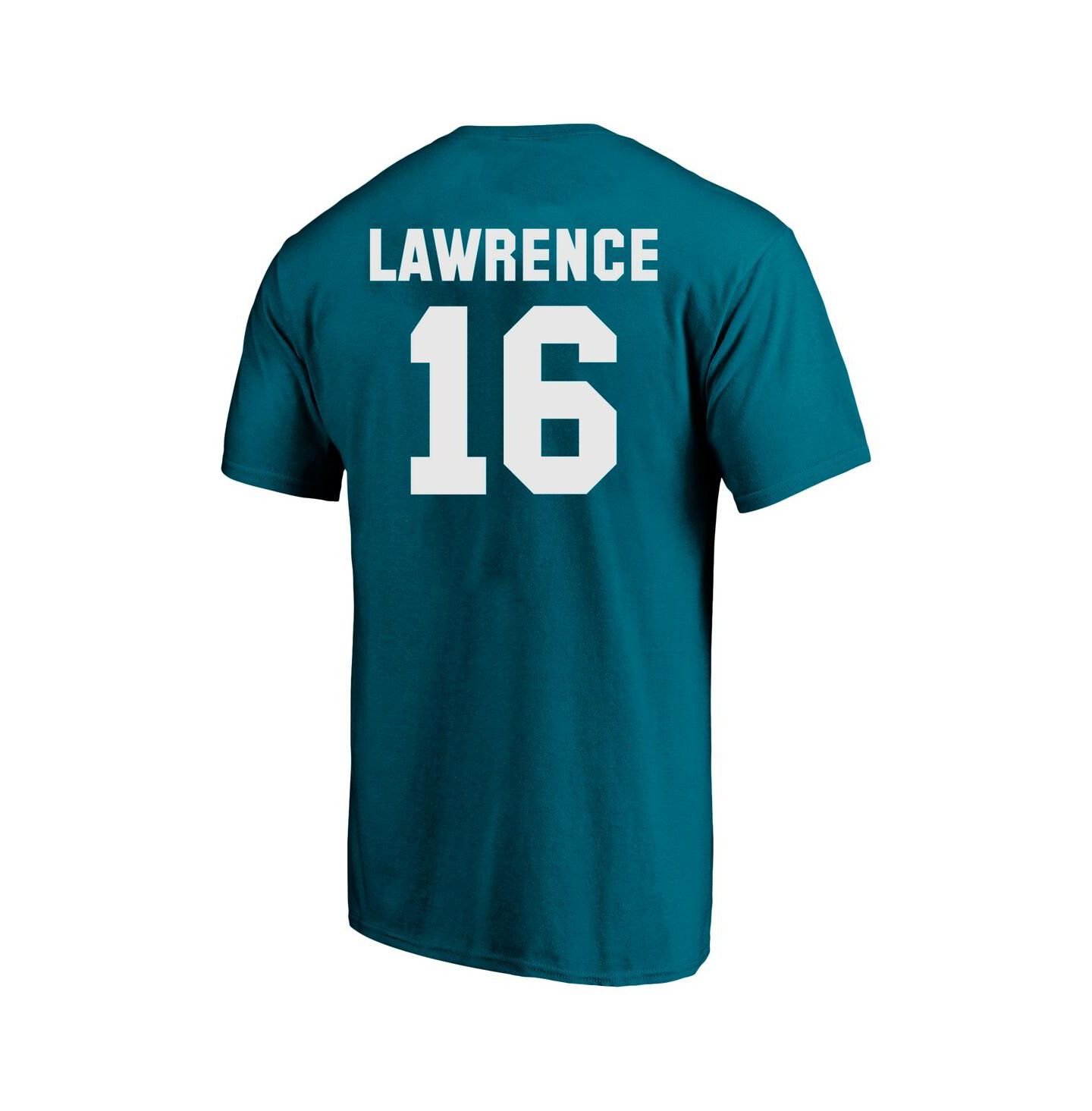 Мужская футболка Fanatics Trevor Lawrence Teal Jacksonville Jaguars Big & Tall Player Name & Number — фото 3