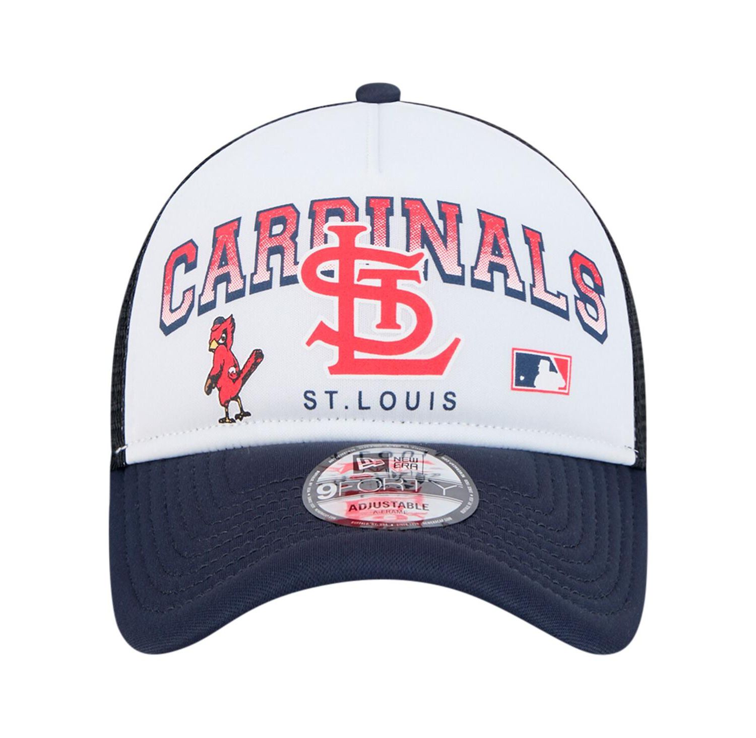 Men's White St. Louis Cardinals Retro Wordmark 9FORTY A-Frame Trucker Adjustable Hat