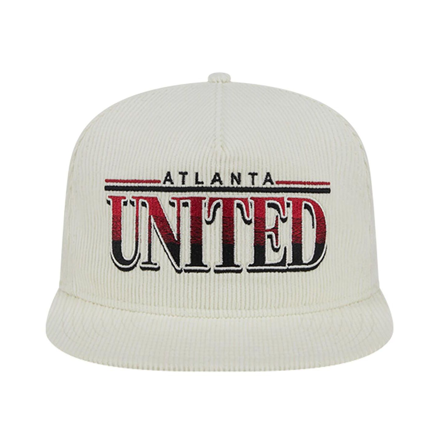 Мужская кепка New Era White Atlanta United FC Throwback Corduroy Golfer Adjustable Hat — фото 2