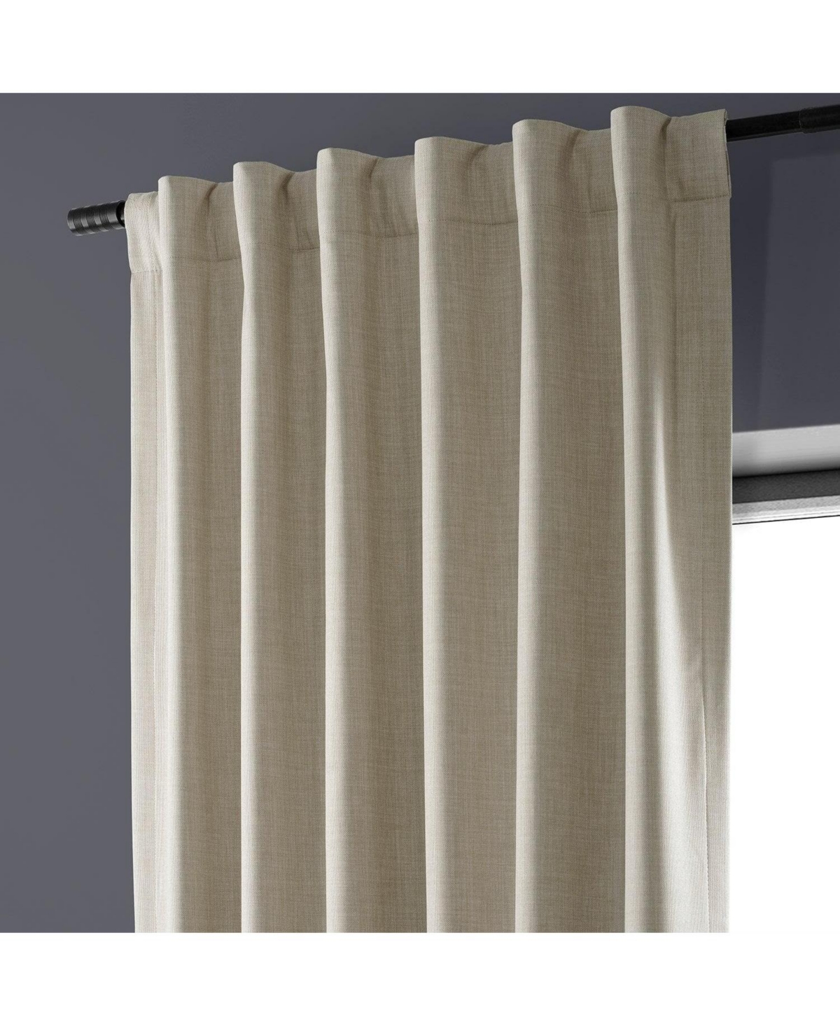 Half Price Drapes Light Beige Performance Linen Hotel Blackout Curtain In Beige,tan