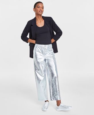 Women's Metallic Faux-Leather Pants, Created for Macy's