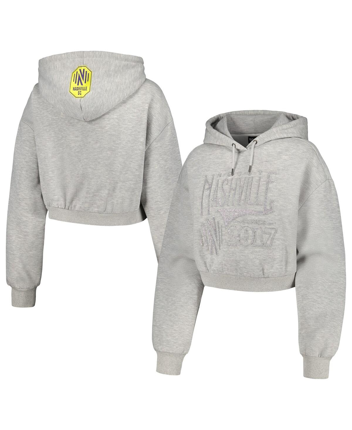 Women's Heather Gray Nashville Sc Cropped Pullover Hoodie - Heather Gray