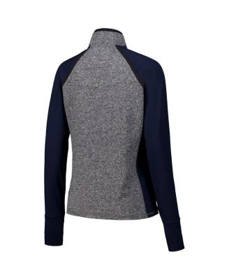 Women's Navy/Heather Gray Michigan Wolverines Finalist Raglan Quarter-Zip Jacket
