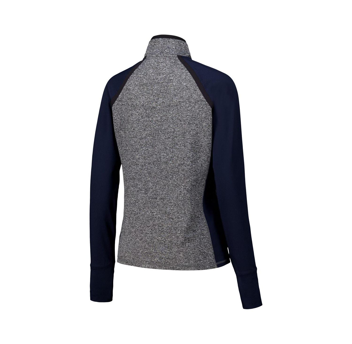 Women's Navy/Heather Gray Michigan Wolverines Finalist Raglan Quarter-Zip Jacket