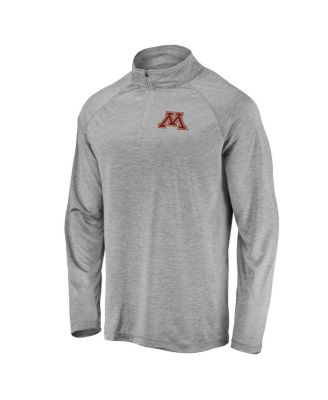 Men's Gray Minnesota Golden Gophers Striated Raglan Lightweight Quarter-Zip Top