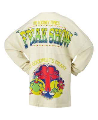 Men's and Women's Cream Looney Tunes Freak Show Oversized Long Sleeve T-Shirt