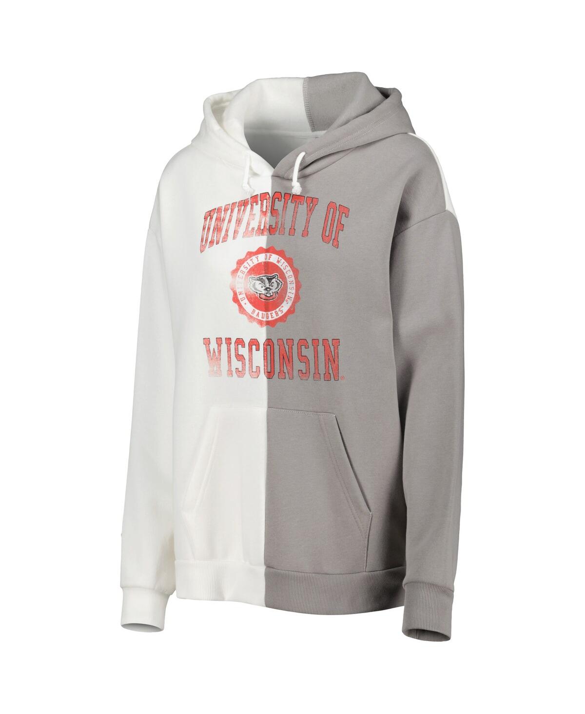 Gameday Couture Women's GrayWisconsin Badgers Split Pullover Hoodie - White, Gray