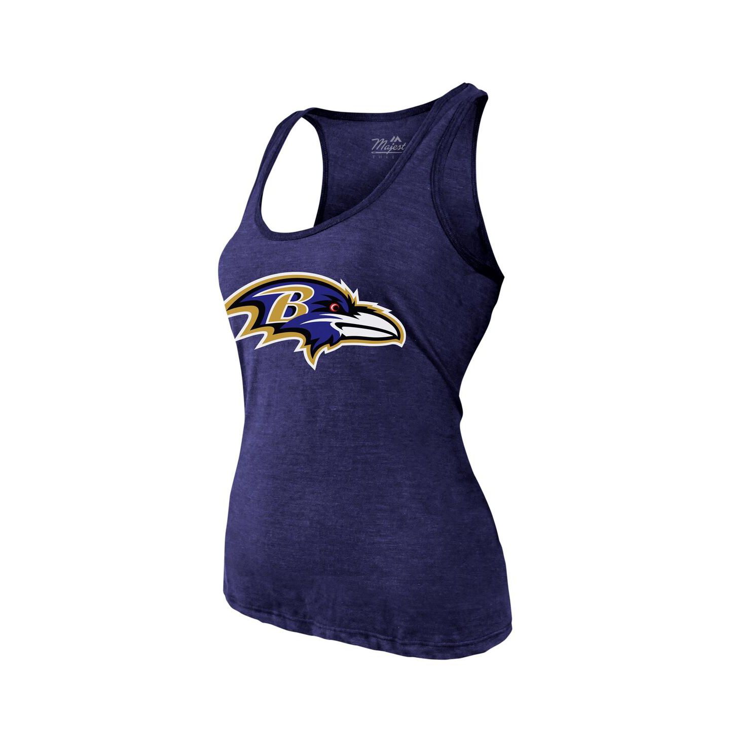 Женский топ Majestic Lamar Jackson Purple Baltimore Ravens Name & Number Tri-Blend — фото 2