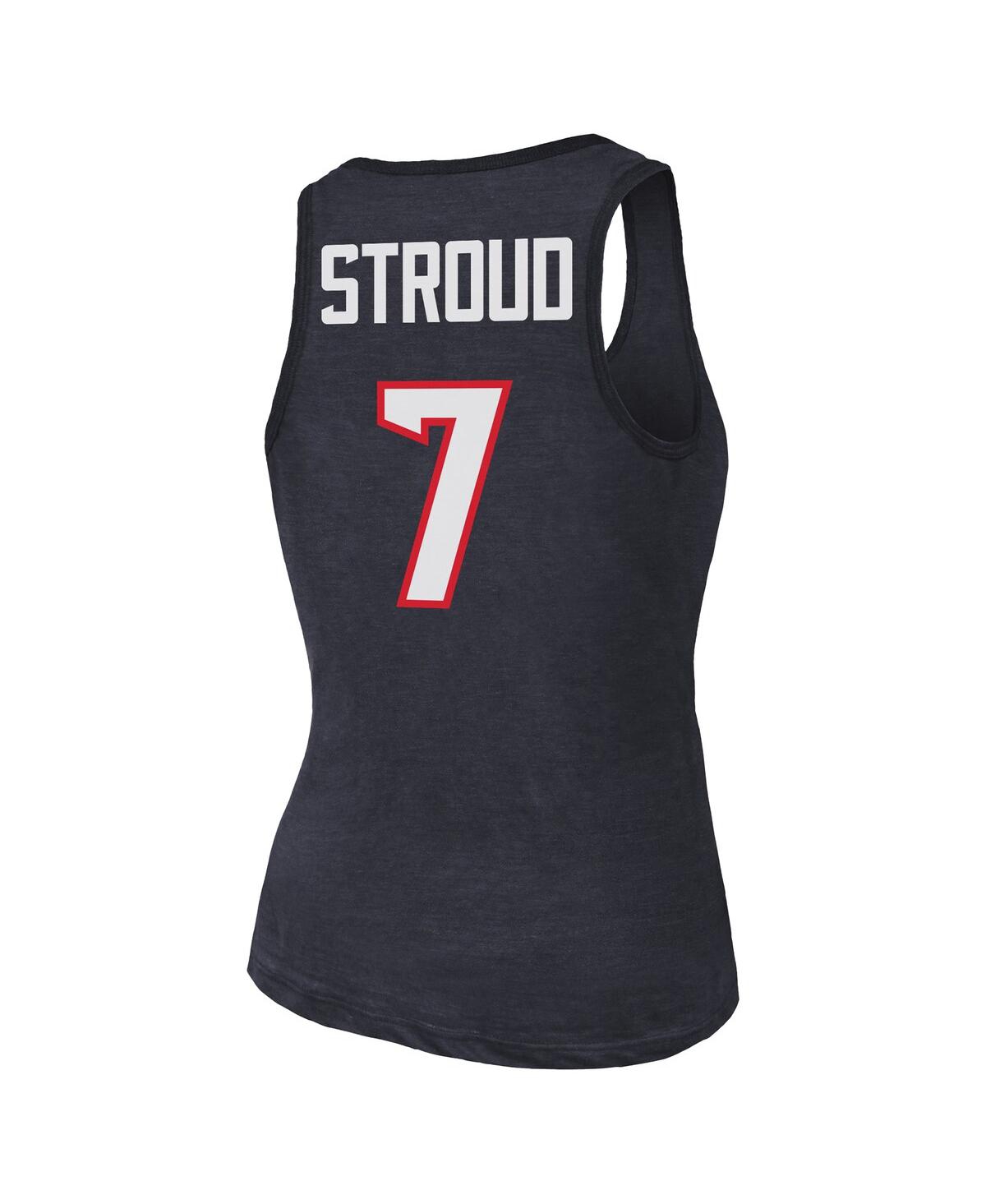 Shop Majestic Women's C.j. Stroud Navy Houston Texans Name Number Tri-blend Tank Top