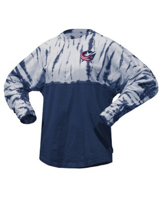 Men's and Women's Navy Columbus Blue Jackets Crystal Half Dye Long Sleeve T-Shirt