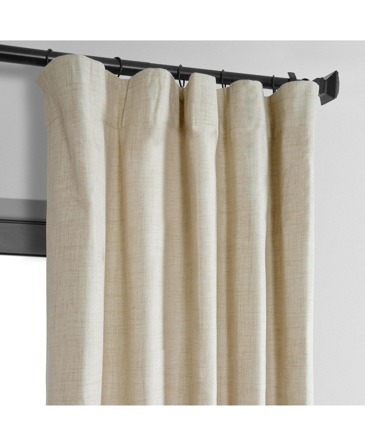 Half Price Drapes Natural Light Beige Thermal Cross Linen Weave Blackout Curtain In Beige,tan