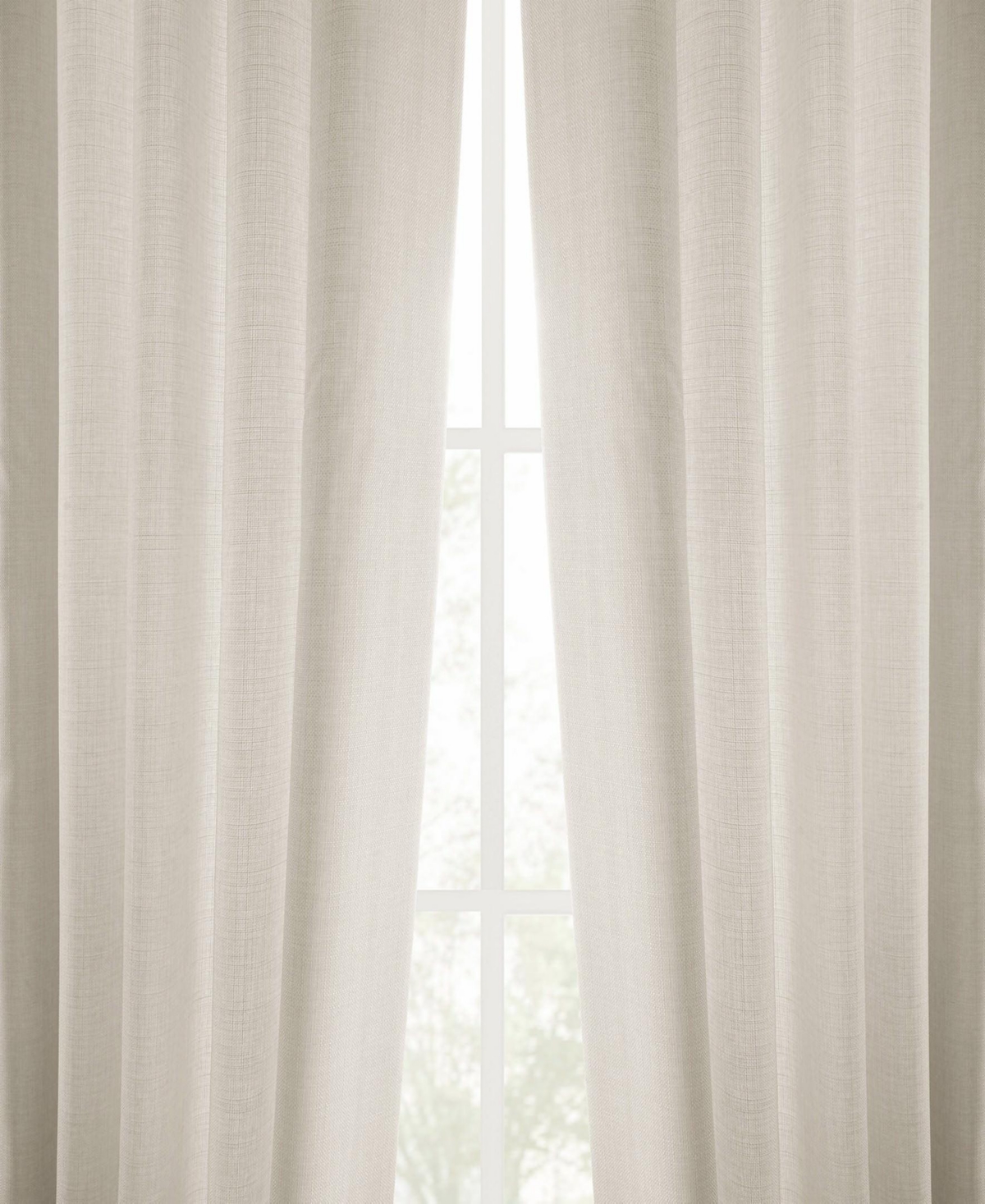 Half Price Drapes Parchment Cream Italian Faux Linen Room Darkening Curtain
