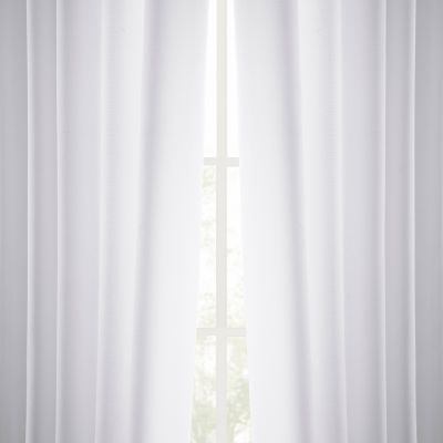 Dove White Italian Faux Linen Room Darkening Curtain